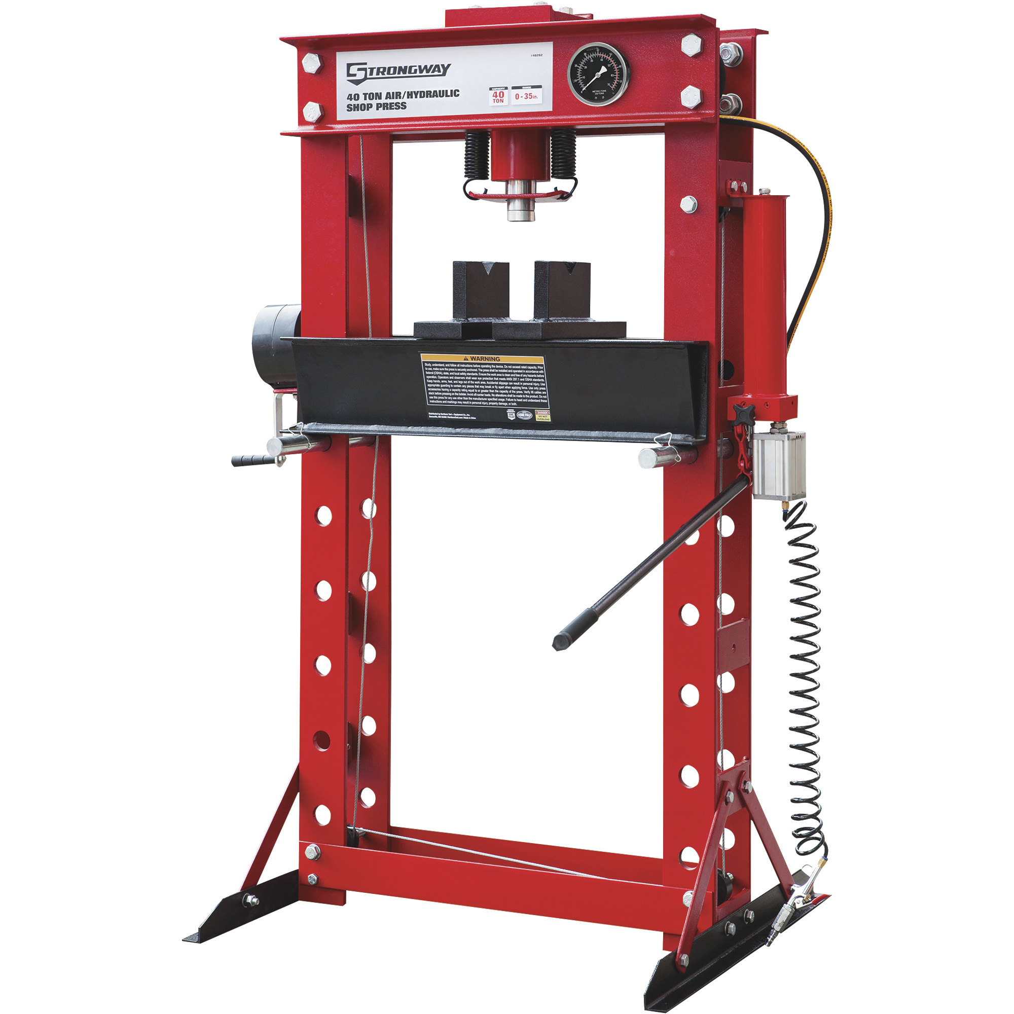 Strongway Pneumatic Shop Press, 40-Ton Capacity, H-Frame Press, Gauge and Winch